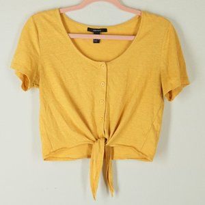 FOREVER 21 Yellow Crop Top With Front Tie size M